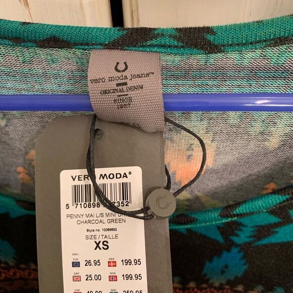 NWT VERO MODA SOUTHWEST PRINT BODYCON DRESS XS - Picture 4 of 10